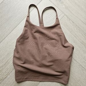 Brown work out tank with built-in bra